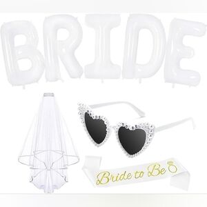 ✨ New Bride Set, Balloon, Veil, Sash & Glasses, Bachelorette, Bridal, Engagement